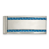 Chisel Stainless Steel Polished Blue Carbon Fiber Inlay Money Clip